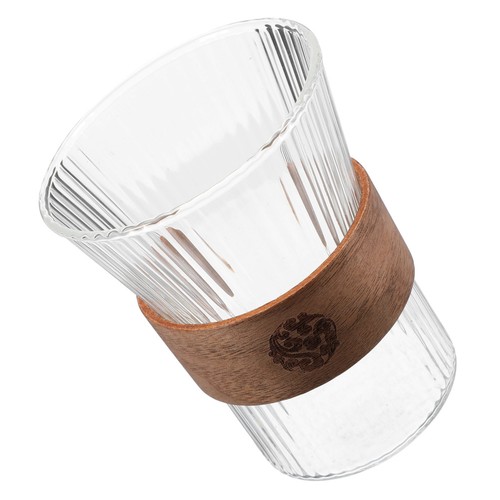 Glass toothbrush cup with wood - toothbrush,