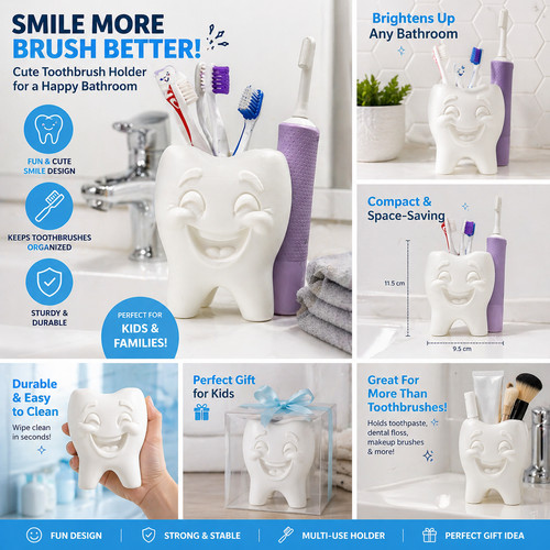 Cute smile toothbrush - smile, holder